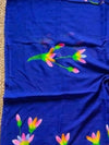 Indiehaat | Pure Mul Cotton Hand Printed Saree Blue