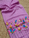 Indiehaat | Pure Mul Cotton Hand Printed Saree Purple