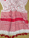 Indiehaat | Pure Mul Cotton Handloom Saree White & Red