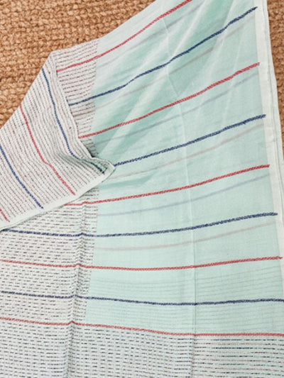 Indiehaat | Pure Cotton Embroidery Saree Green