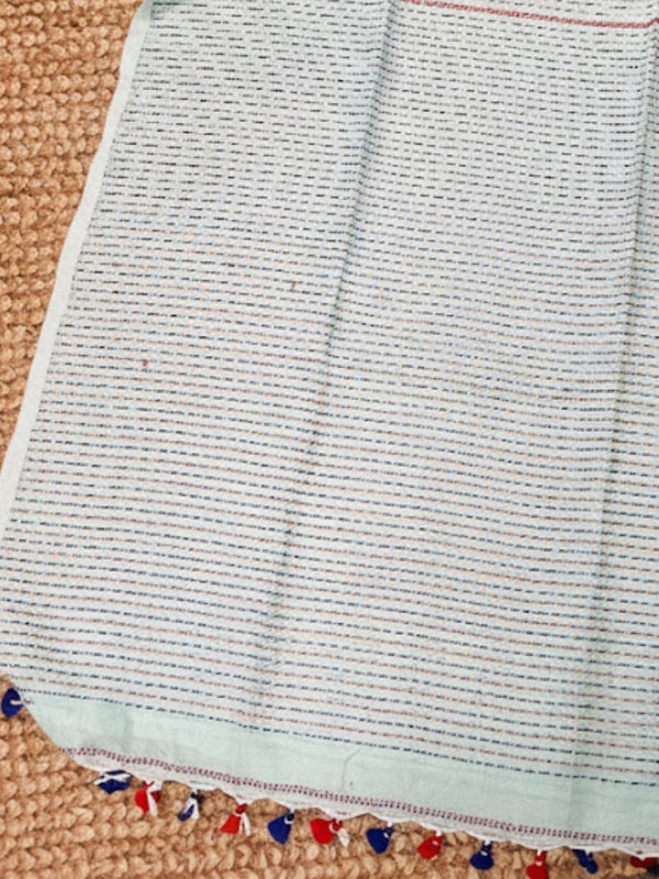 Indiehaat | Pure Cotton Embroidery Saree Green