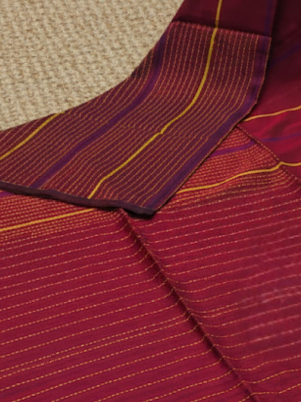 Indiehaat | Pure Cotton Embroidery Saree Maroon