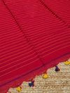 Indiehaat | Pure Cotton Embroidery Saree Red
