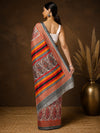 Indiehaat | Kashmiri Silk Printed Saree Red & White