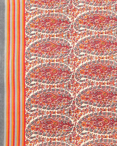 Indiehaat | Kashmiri Silk Printed Saree Red & White