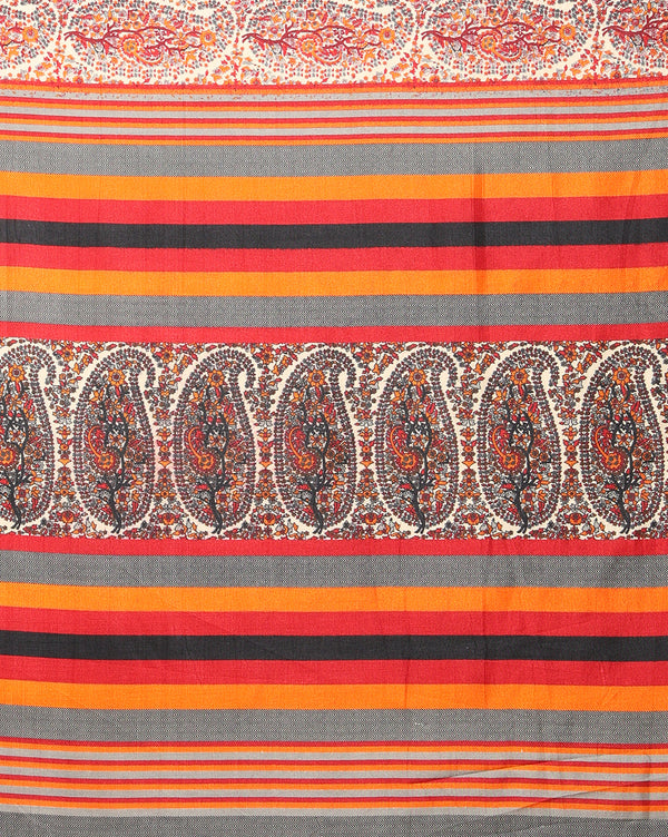 Indiehaat | Kashmiri Silk Printed Saree Red & White