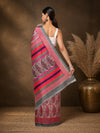 Indiehaat | Kashmiri Silk Printed Saree Red & White