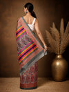 Indiehaat | Kashmiri Silk Printed Saree Red & Brown