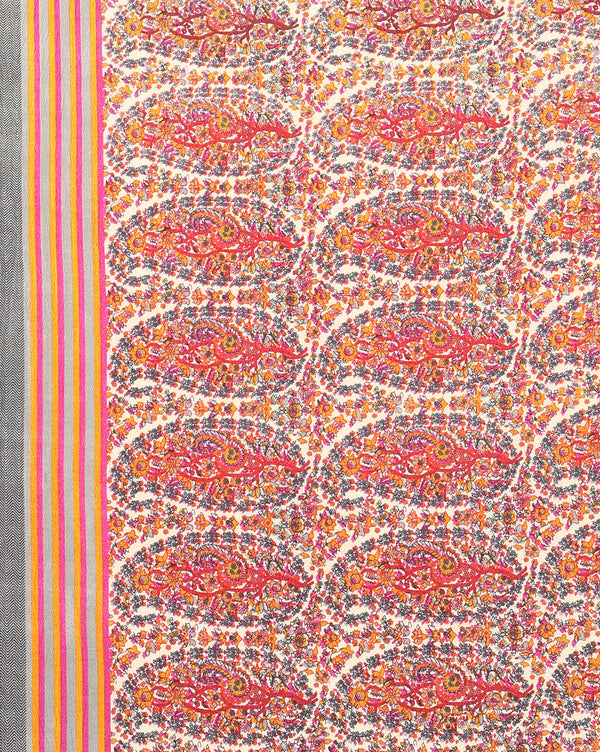 Indiehaat | Kashmiri Silk Printed Saree Red & Brown