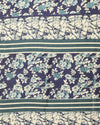 Indiehaat | Kashmiri Silk Printed Saree Navy Blue & Off-W
