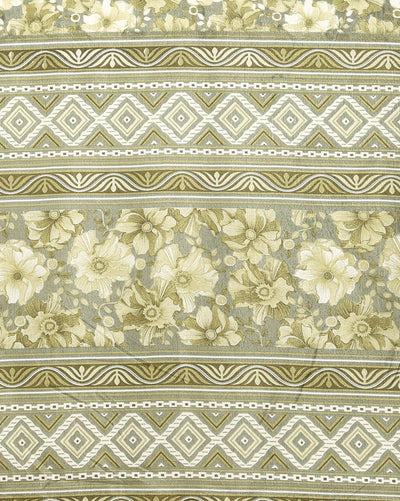 Indiehaat | Kashmiri Silk Printed Saree Olive Green & Dar