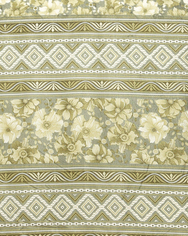 Indiehaat | Kashmiri Silk Printed Saree Olive Green & Dar