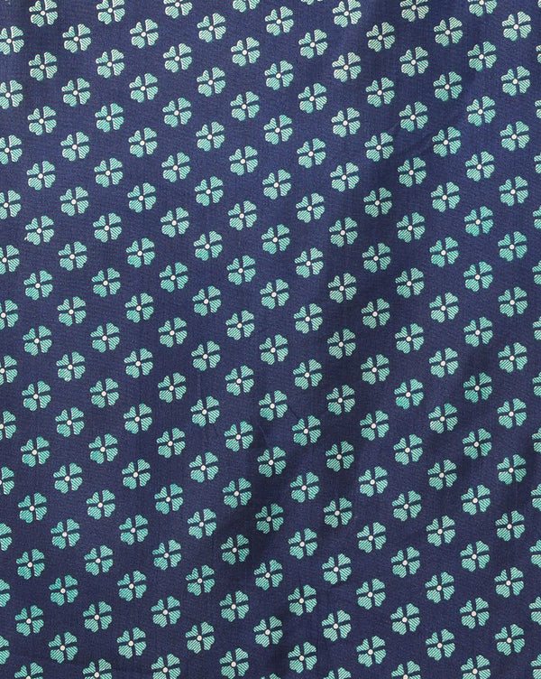 Indiehaat | Kashmiri Silk Printed Saree Cream & Navy Blue