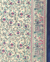 Indiehaat | Kashmiri Silk Printed Saree Cream & Navy Blue