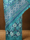 Indiehaat | Kashmiri Silk Printed Saree Teal & Turquoise
