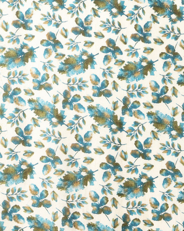 Indiehaat | Kashmiri Silk Printed Saree Off-White & Teal