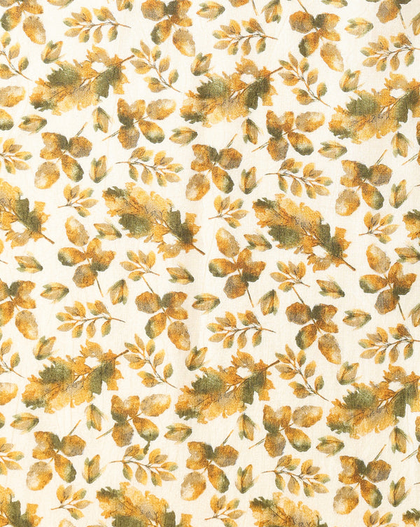 Indiehaat | Kashmiri Silk Printed Saree White & Mustard Y