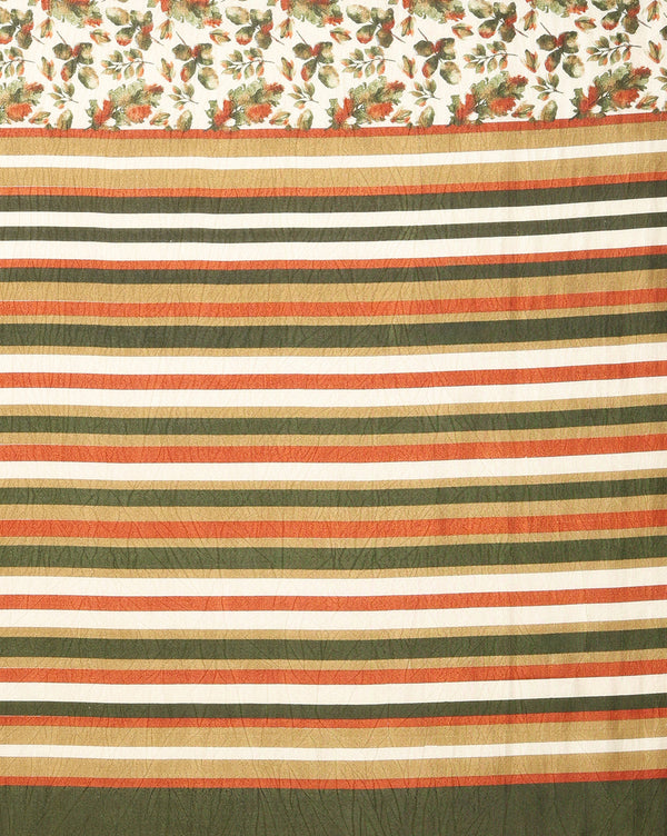 Indiehaat | Kashmiri Silk Printed Saree White & Green