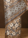 Indiehaat | Kashmiri Silk Printed Saree Taupe & Brown