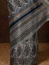 Indiehaat | Kashmiri Silk Printed Saree Grey & Black