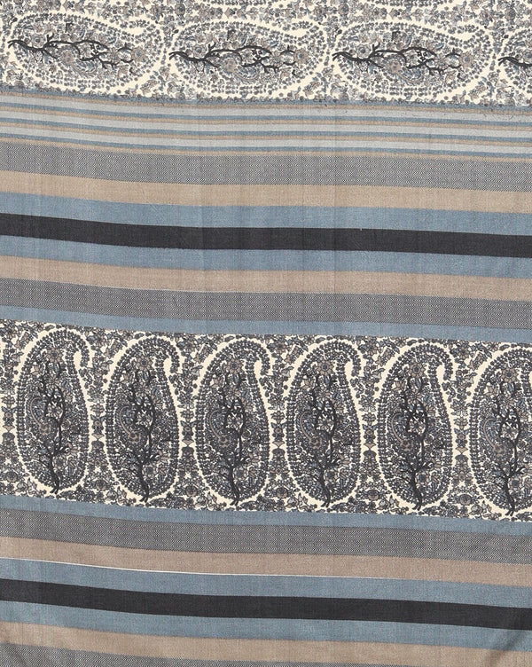 Indiehaat | Kashmiri Silk Printed Saree Grey & Black
