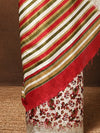 Indiehaat | Kashmiri Silk Printed Saree Off-White & Red