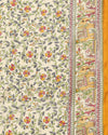 Indiehaat | Kashmiri Silk Printed Saree Off-White & Musta