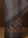 Indiehaat | Kashmiri Silk Printed Saree Dark Grey & Charcoal