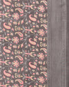 Indiehaat | Kashmiri Silk Printed Saree Dark Grey & Charcoal