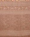 Indiehaat | Kashmiri Silk Printed Saree Brown & Dark Brown