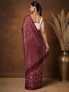 Indiehaat | Kashmiri Silk Printed Saree Maroon