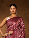Indiehaat | Kashmiri Silk Printed Saree Maroon