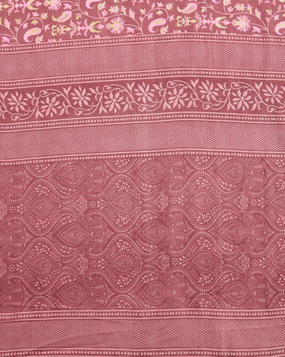 Indiehaat | Kashmiri Silk Printed Saree Maroon