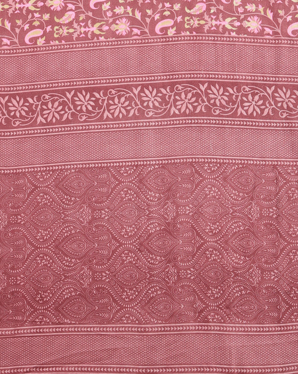 Indiehaat | Kashmiri Silk Printed Saree Maroon