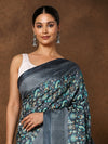 Indiehaat | Kashmiri Silk Printed Saree Charcoal Grey