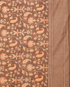 Indiehaat | Kashmiri Silk Printed Saree Brown & Dark Brown
