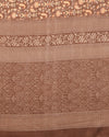 Indiehaat | Kashmiri Silk Printed Saree Brown & Dark Brown