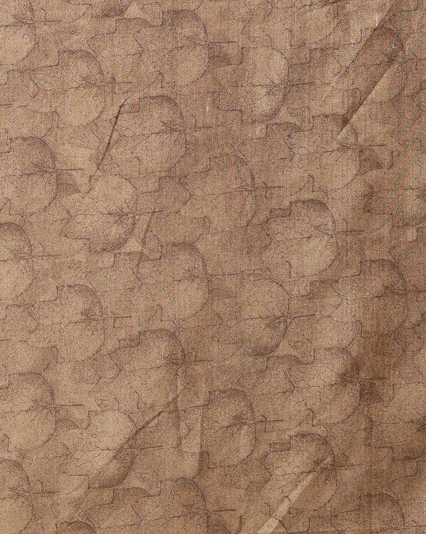 Indiehaat | Kashmiri Silk Printed Saree Beige & Brown