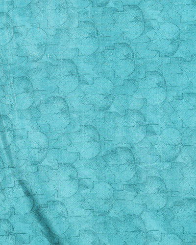 Indiehaat | Kashmiri Silk Printed Saree Light Blue & Teal
