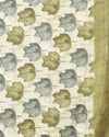 Indiehaat | Kashmiri Silk Printed Saree White & Olive Green