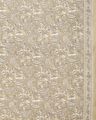 Indiehaat | Kashmiri Silk Printed Saree Olive & Brown