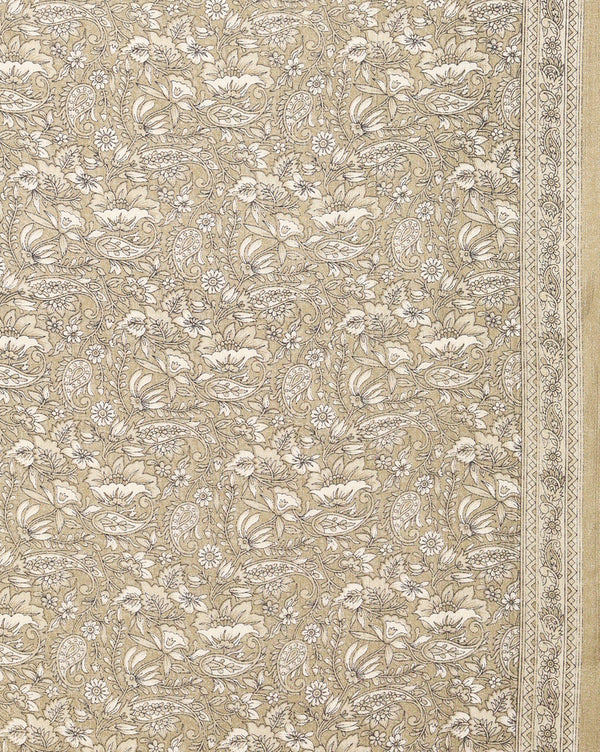 Indiehaat | Kashmiri Silk Printed Saree Olive & Brown