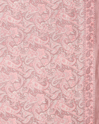 Indiehaat | Kashmiri Silk Printed Saree Dusty Rose & Mute