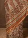 Indiehaat | Kashmiri Silk Printed Saree Brown & Bronze