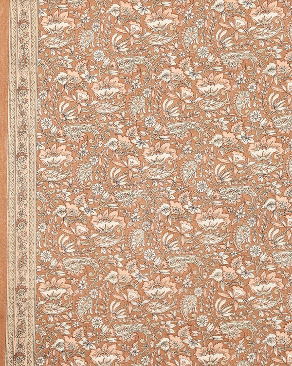 Indiehaat | Kashmiri Silk Printed Saree Brown & Bronze