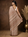 Indiehaat | Kashmiri Silk Printed Saree Light Brown & Beige