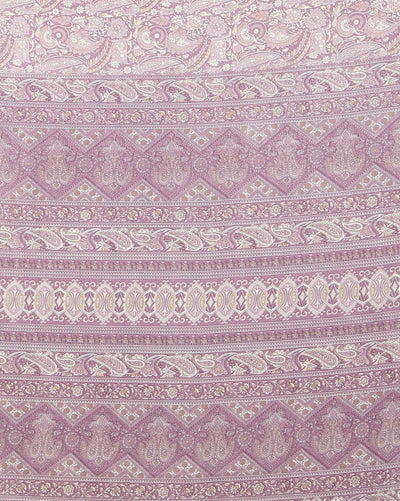 Indiehaat | Kashmiri Silk Printed Saree Lavender & White