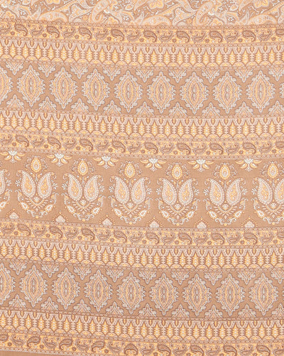 Indiehaat | Kashmiri Silk Printed Saree Tan & Brown