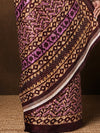 Indiehaat | Kashmiri Silk Printed Saree Dark Brown & Tan