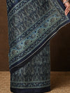 Indiehaat | Kashmiri Silk Printed Saree Dark Blue & Slate